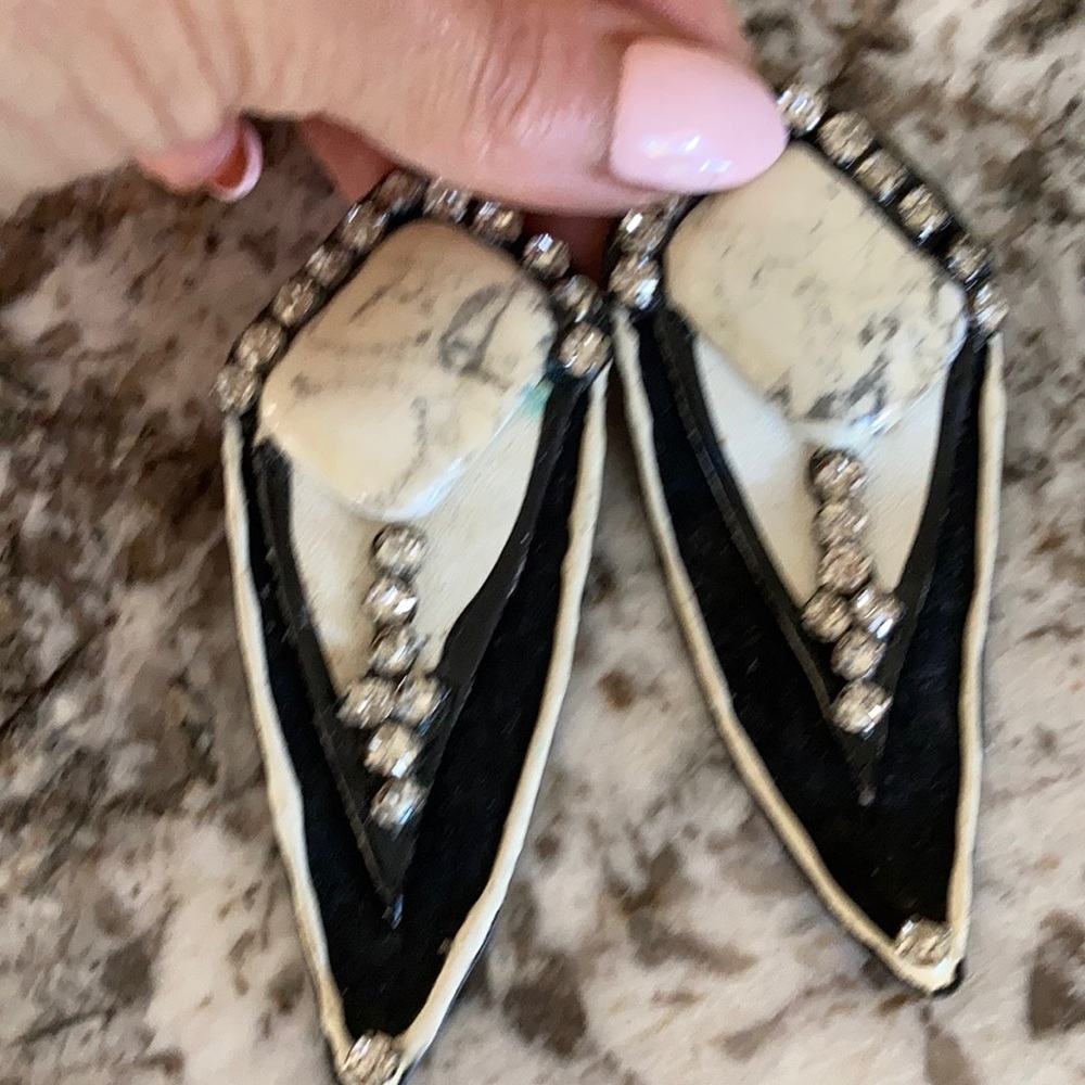 Custom hand painted leather clip on earrings